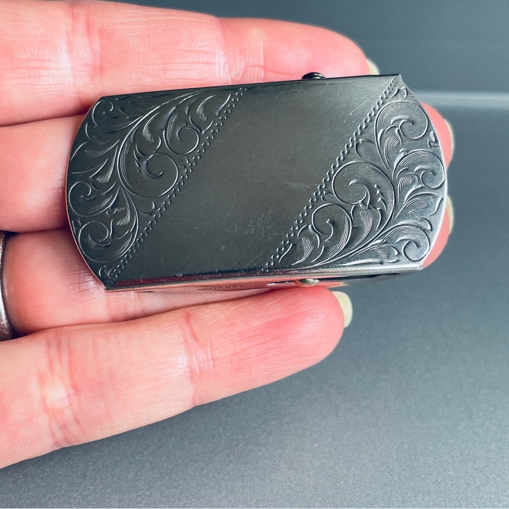 Vintage Sterling Silver Ornate Filigree Belt Buckle NO Monogram - Picture 4 of 5